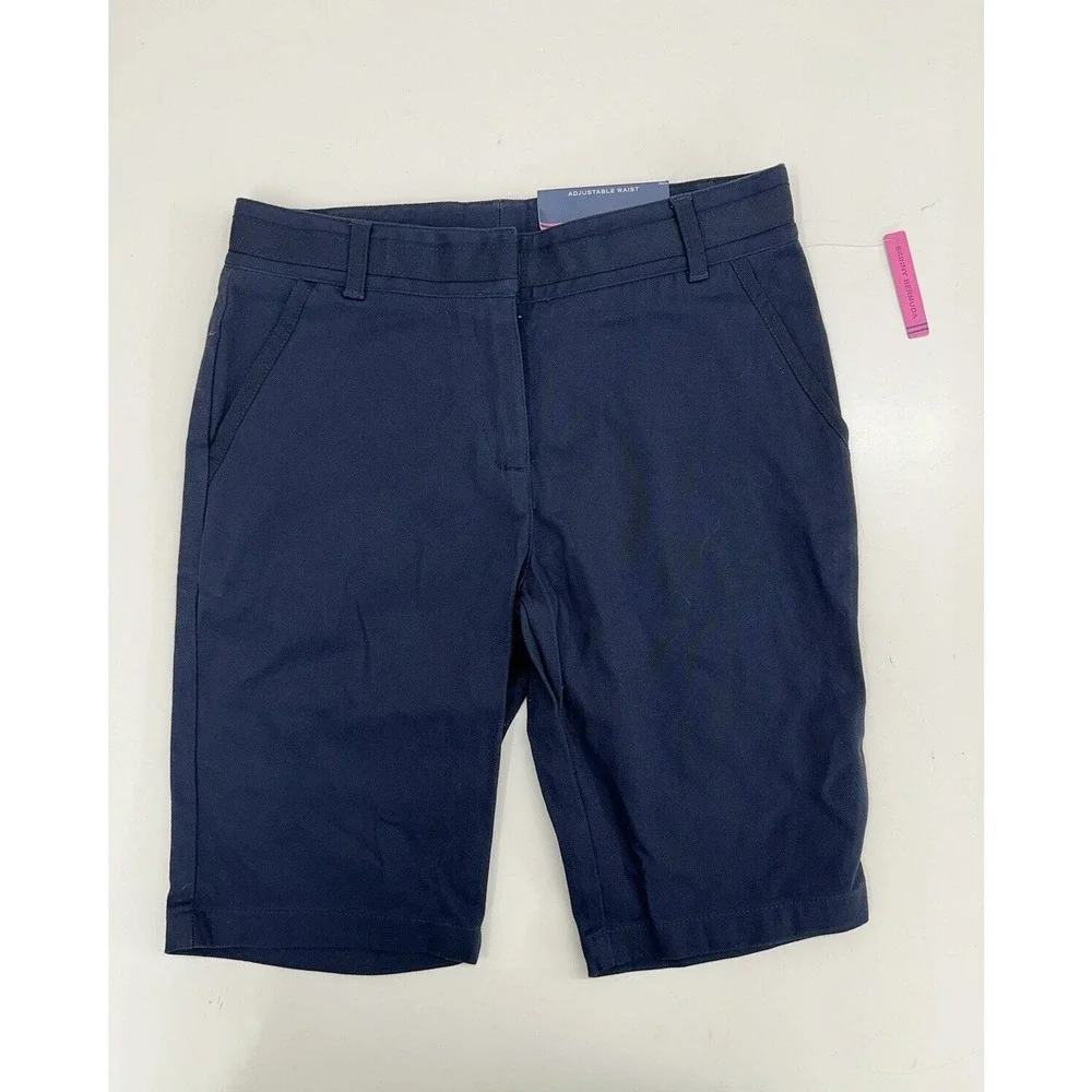 Nautica Girls School Uniform Shorts Size 10 Adjustable Skinny Bermuda Blue NWTs